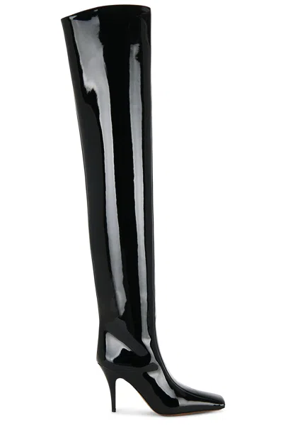 Stella Mccartney Patent Alter Mat 95 Over The Knee Boot In Black