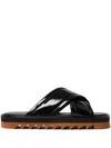 Stella Mccartney Patent-finish Slides In Black