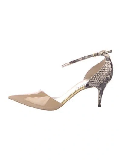 Pre-owned Stella Mccartney Patent Leather Animal Print D'orsay Pumps In Neutral