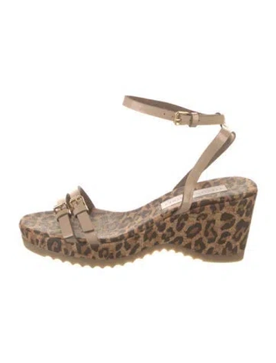 Pre-owned Stella Mccartney Patent Leather Animal Print Espadrilles In Neutrals