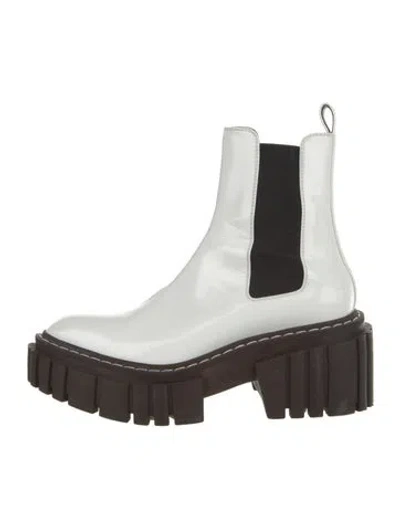 Pre-owned Stella Mccartney Patent Leather Chelsea Boots In White