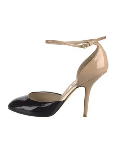 Pre-owned Stella Mccartney Patent Leather Colorblock Pattern D'orsay Pumps