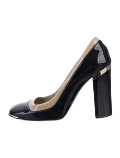Pre-owned Stella Mccartney Patent Leather Colorblock Pattern Pumps In Blue
