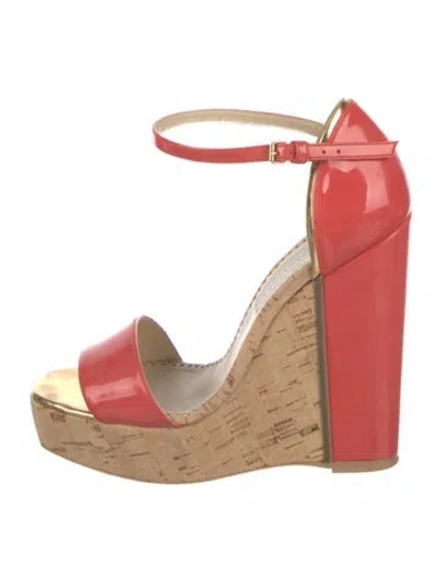 Pre-owned Stella Mccartney Patent Leather Colorblock Pattern Sandals In Red