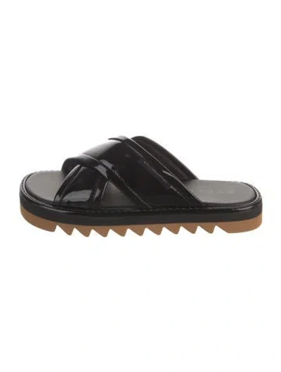 Pre-owned Stella Mccartney Patent Leather Slides In Black