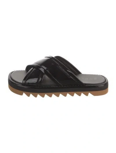 Pre-owned Stella Mccartney Patent Leather Slides In Black