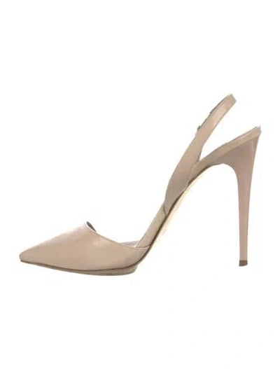 Pre-owned Stella Mccartney Patent Leather Slingback Pumps In Neutral