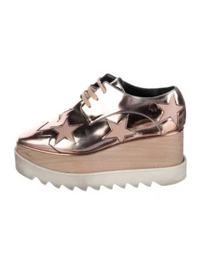 Pre-owned Stella Mccartney Patent Leather Wedge Sneakers In Gold