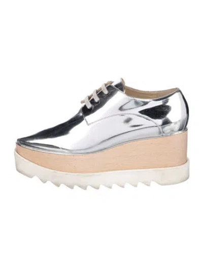 Pre-owned Stella Mccartney Patent Leather Wedge Sneakers In Silver