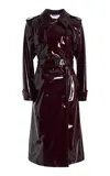 Stella Mccartney Patent Vegan Leather Trench Coat In Brown