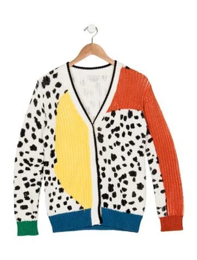 Pre-owned Stella Mccartney Kids' Pattern Print Knit Cardigan In White