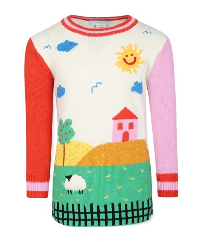 Stella Mccartney Kids' Pattern Round Neck Dress In Multicolor