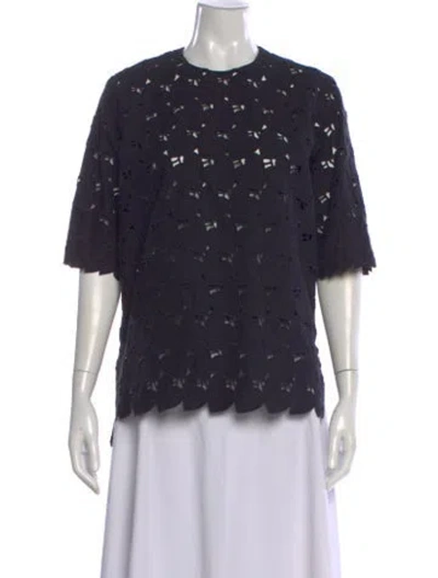 Pre-owned Stella Mccartney Patterned Crew Neck Top In Black