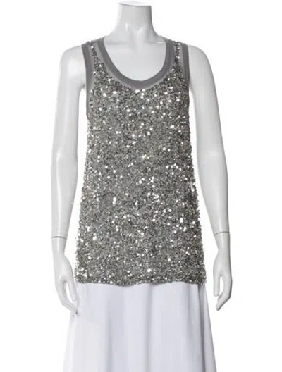 Pre-owned Stella Mccartney Patterned Crew Neck Top In Gray