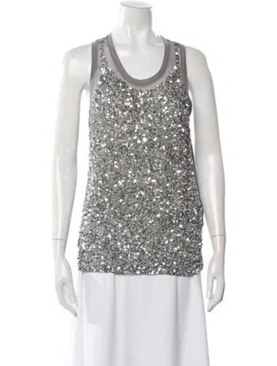 Pre-owned Stella Mccartney Patterned Crew Neck Top In Gray