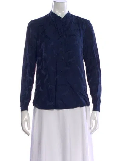 Pre-owned Stella Mccartney Patterned Long Sleeve Blouse In Blue