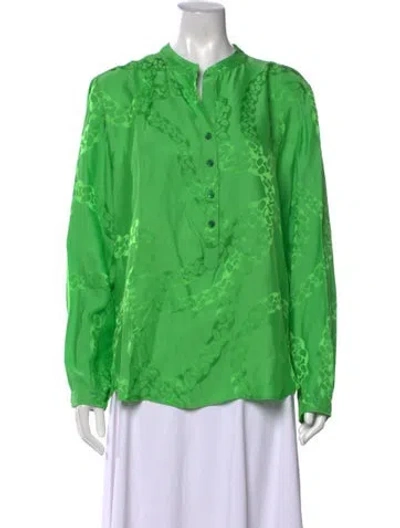 Pre-owned Stella Mccartney Patterned Long Sleeve Blouse In Green