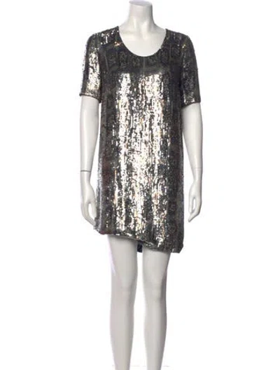 Pre-owned Stella Mccartney Patterned Mini Dress In Silver