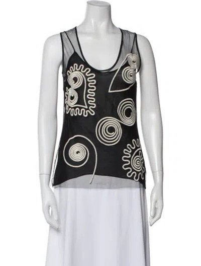 Pre-owned Stella Mccartney Patterned Scoop Neck Top In Black