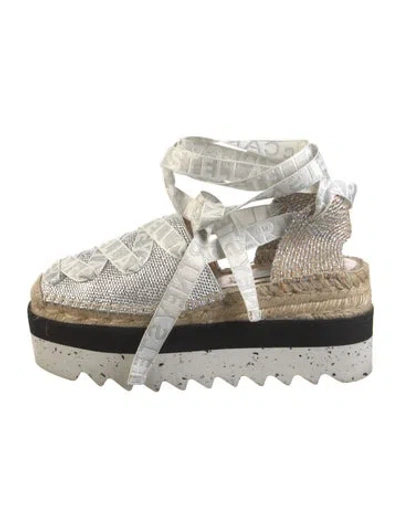 Pre-owned Stella Mccartney Patterned Slingback Pumps In Silver