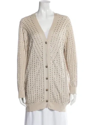 Pre-owned Stella Mccartney Patterned V-neck Sweater In Neutral