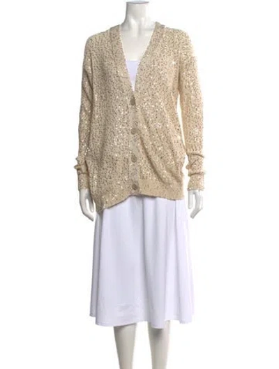 Pre-owned Stella Mccartney Patterned V-neck Sweater In Neutral
