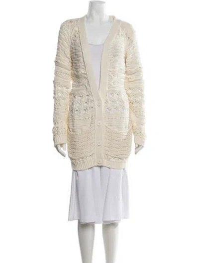 Pre-owned Stella Mccartney Patterned V-neck Sweater In White