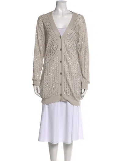 Pre-owned Stella Mccartney Patterned V-neck Top In Neutral