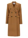 Stella Mccartney Wool Coat With Back Vent And Double-breasted Front In Brown