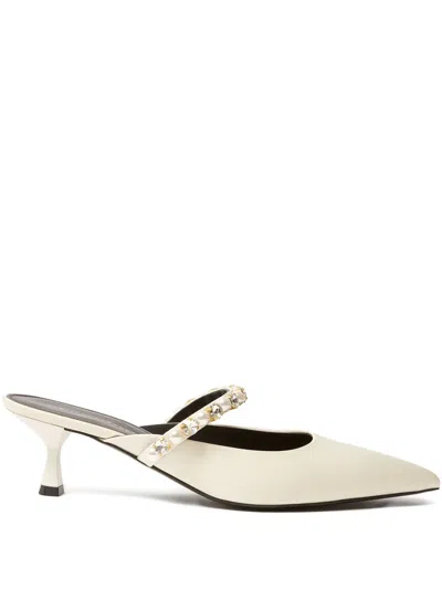 Stella Mccartney Pearl-embellished Heeled Sandals In Neutral