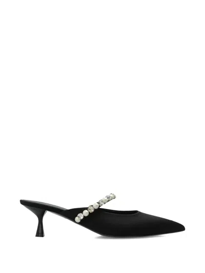 Stella Mccartney Pearl-embellished Mules In Black