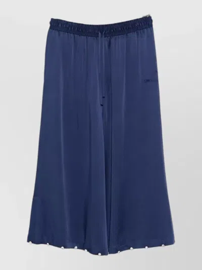 Stella Mccartney Pearl Embellished Wide Leg Satin Trousers In Blue