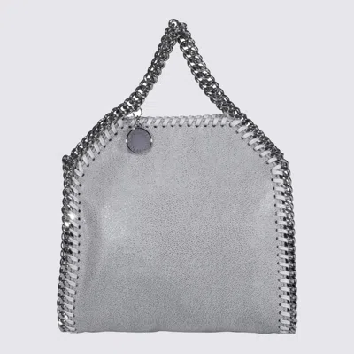 Stella Mccartney Pearl Grey Faux Leather Tiny Falabella Tote Bag In Silver
