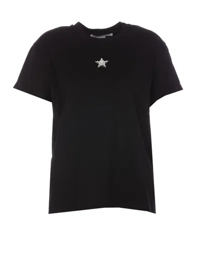 Stella Mccartney Star-print Faux-pearl-embellished T-shirt In Black