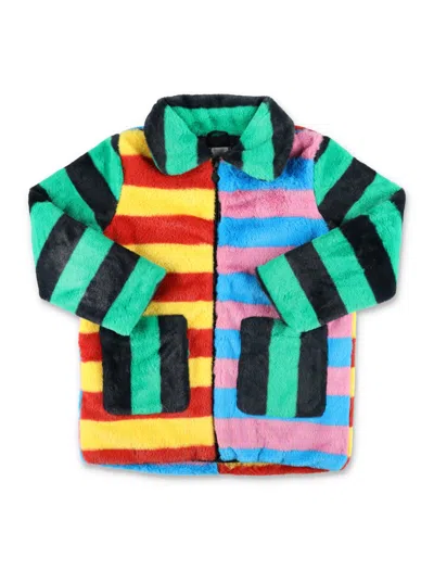 Stella Mccartney Kids' Recycled Faux Fur Coat In Multicolor