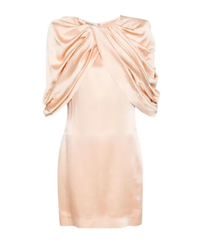 Stella Mccartney Draped Satin Mini Dress In Nude