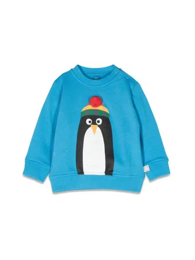 Stella Mccartney Babies' Penguin Crewneck Sweatshirt In Azure