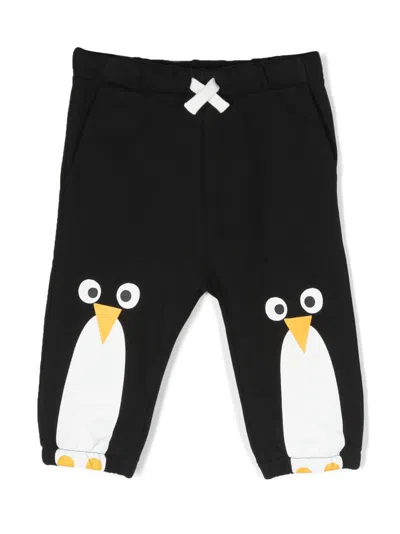 Stella Mccartney Babies' Penguin-print Cotton Joggers In Black