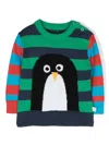 Stella Mccartney Multicolor Sweater For Baby Boy With Penguin In Blue