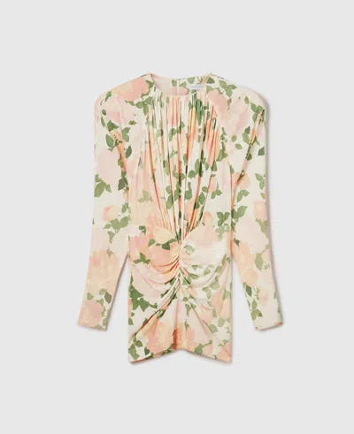 Stella Mccartney Peony Print Long-sleeve Mini Dress In Pink