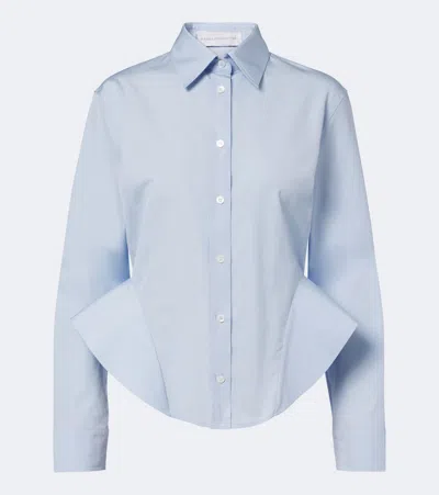 Stella Mccartney Peplum Cotton Poplin Shirt In Blue