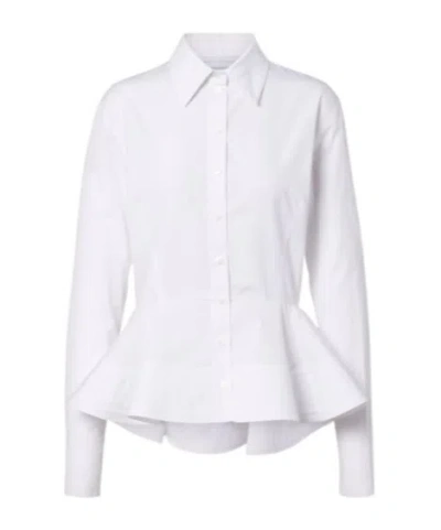 Stella Mccartney Womens Pure White Peplum-waist Tailored Cotton Shirt
