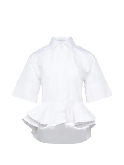 Stella Mccartney Peplum Cotton Poplin Shirt In White