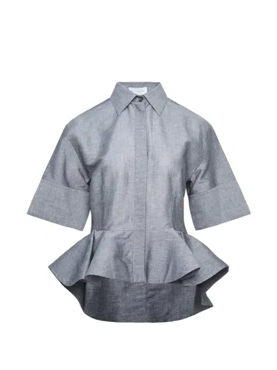 Stella Mccartney Peplum Cotton Shirt In Gray
