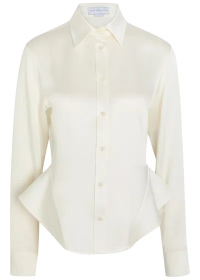 Stella Mccartney Peplum Satin-crepe Shirt In Neutral
