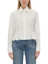 Stella Mccartney Collared Cotton Peplum Shirt In White