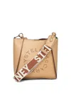 Stella Mccartney Perforated Circle Logo Crossbody Bags In Beige