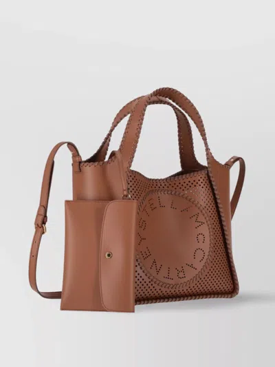 Stella Mccartney Perforated Crossbody Bag Top Handles In Orange