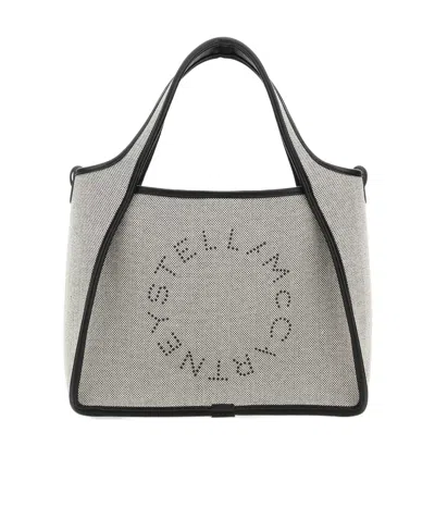 Stella Mccartney Perforated-logo Canvas Tote Bag In Gray