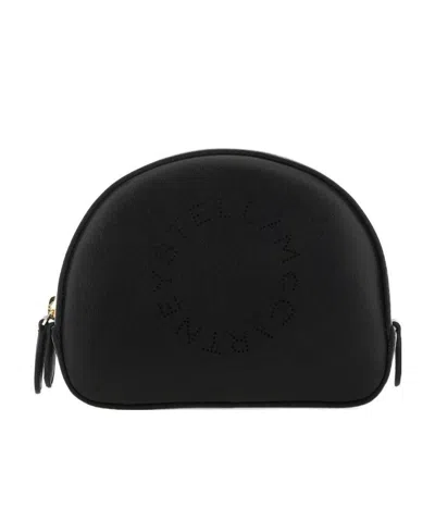 Stella Mccartney Perforated Logo-detail Make-up Bag In Black